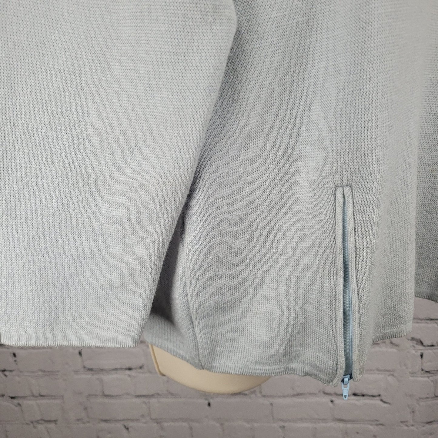 Unbranded Blue Merino Wool Blend Zipper Accents Long Sleeve Sweater Large L
