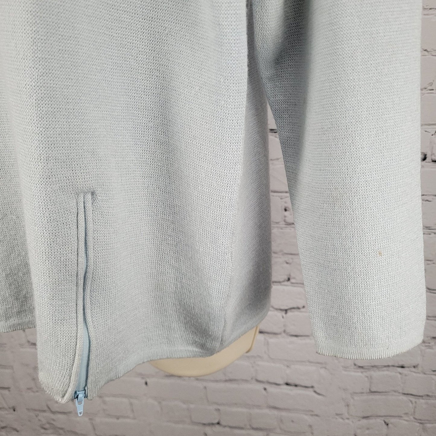 Unbranded Blue Merino Wool Blend Zipper Accents Long Sleeve Sweater Large L