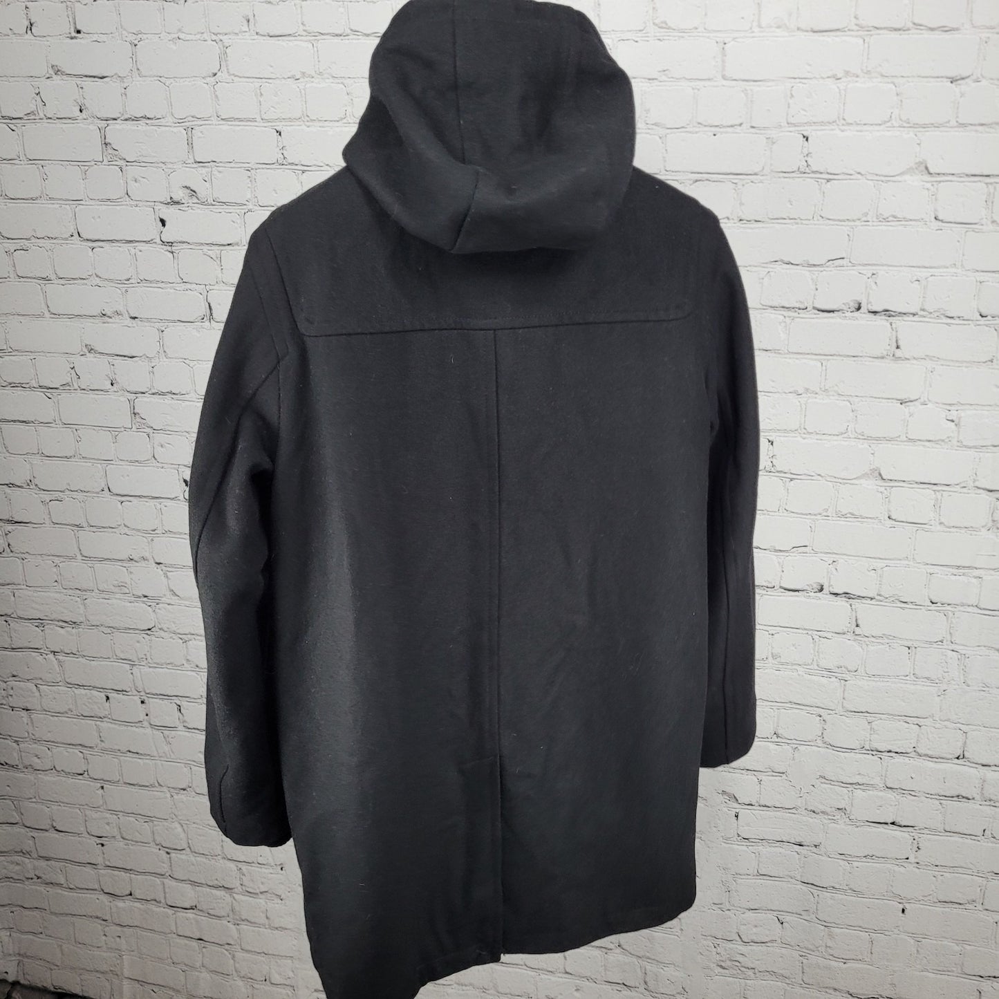 Dockers Black Wool Blend Insulated Hooded Knit Collar Toggle Zip Coat Medium M