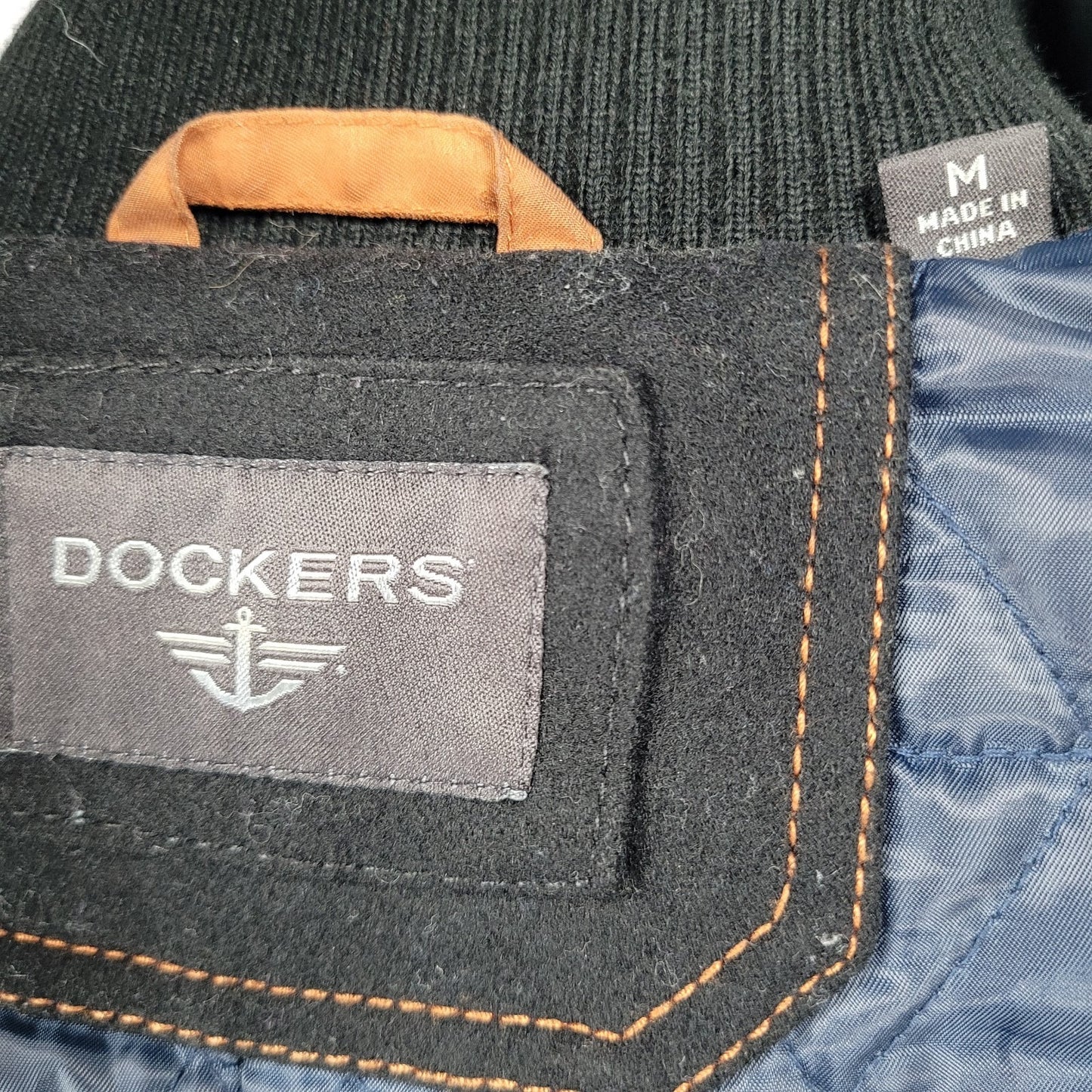 Dockers Black Wool Blend Insulated Hooded Knit Collar Toggle Zip Coat Medium M