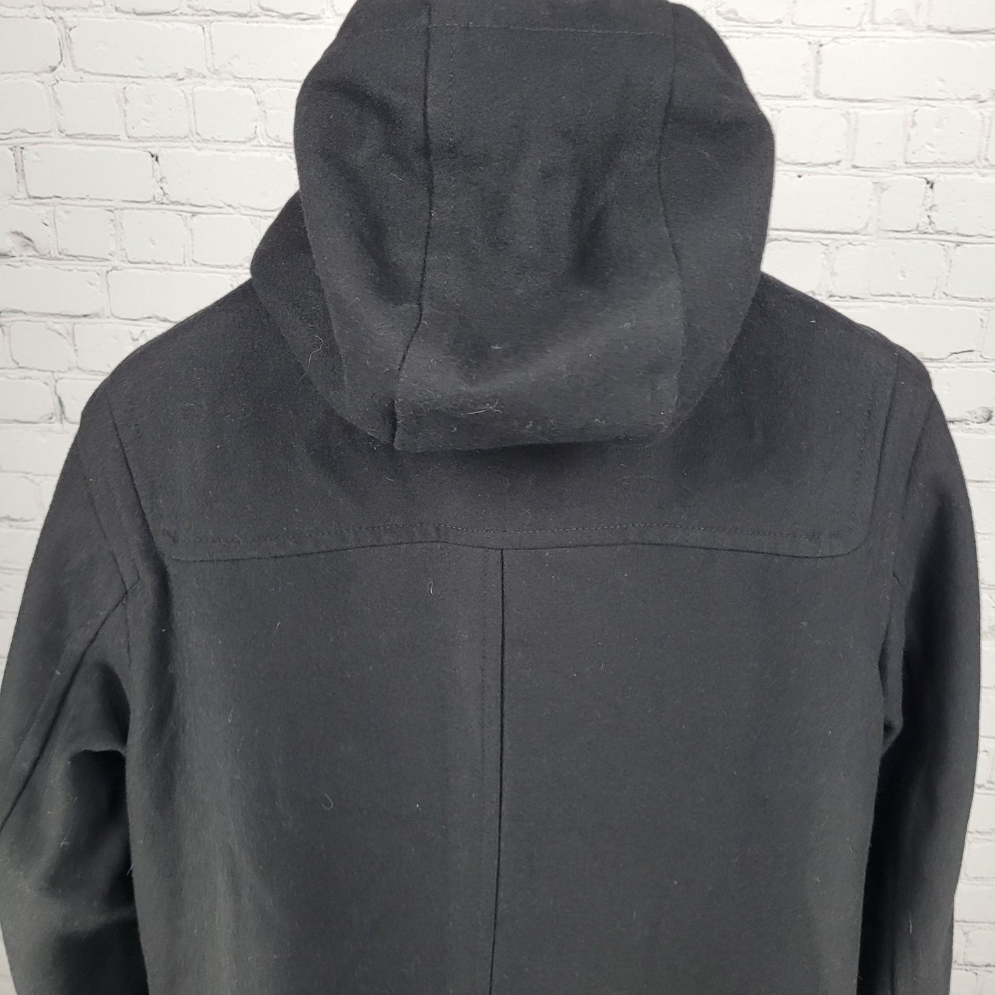 Dockers Black Wool Blend Insulated Hooded Knit Collar Toggle Zip Coat Medium M