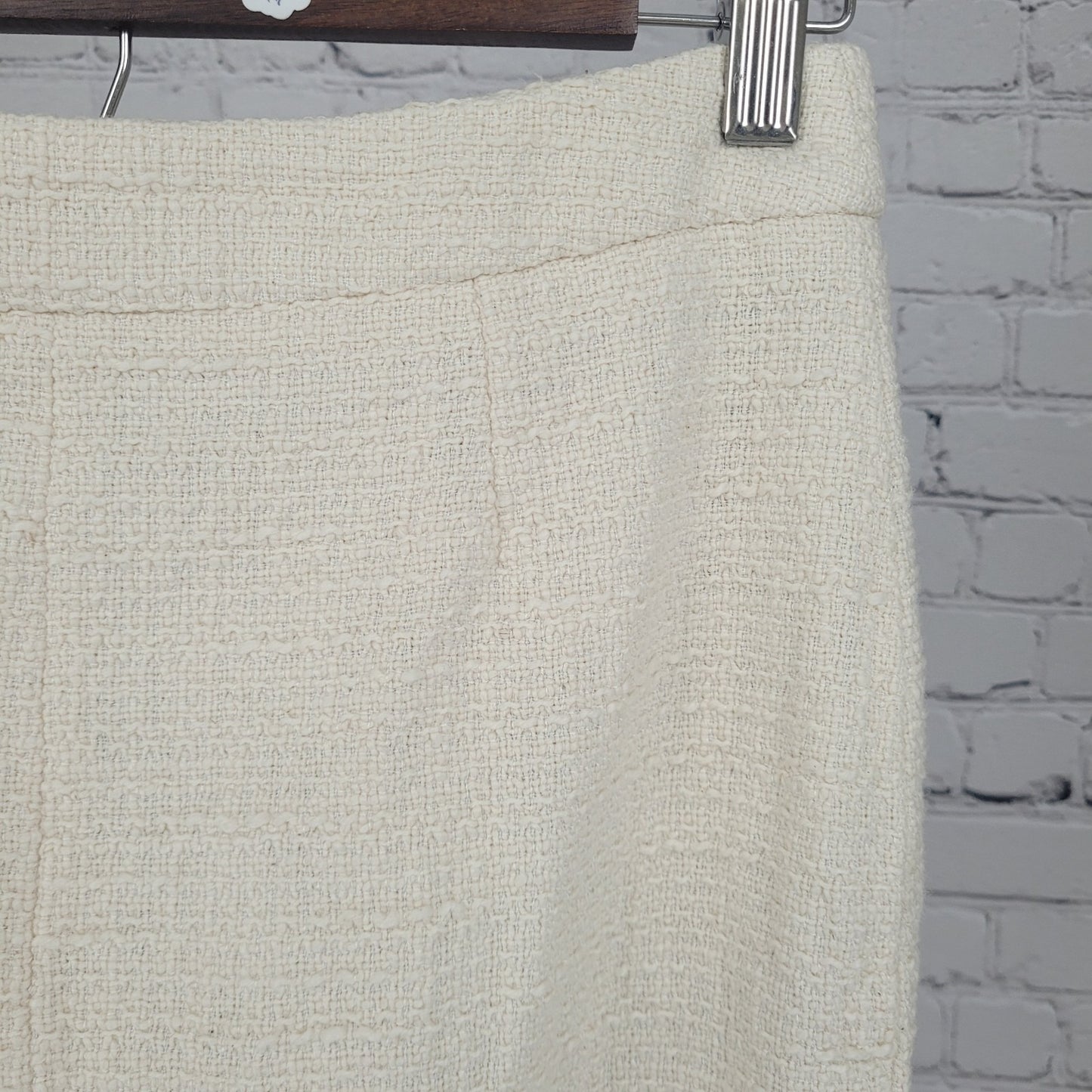 Saint + Sofia Ivory Organic Cotton Blend Side Slit Midi Skirt Size 4 (26x26)