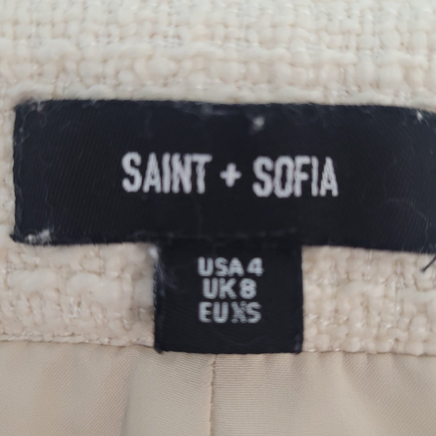 Saint + Sofia Ivory Organic Cotton Blend Side Slit Midi Skirt Size 4 (26x26)