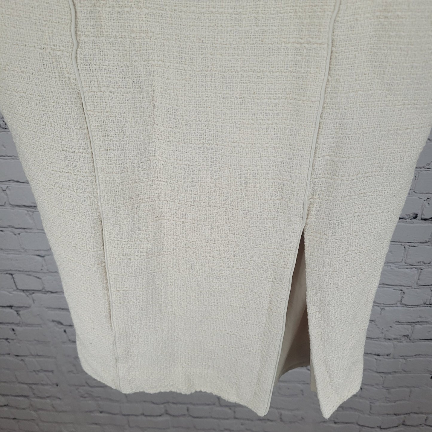 Saint + Sofia Ivory Organic Cotton Blend Side Slit Midi Skirt Size 4 (26x26)