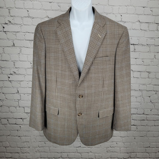 Brooks Brothers Brown Blue 100% Wool Lanificio Madison Fit Blazer Sport Coat 42R