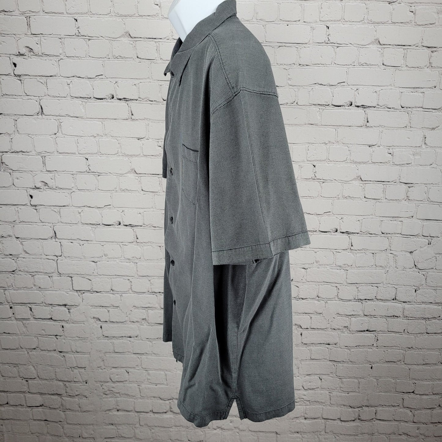 Tommy Bahama Grey Silk Cotton Button Up Short Sleeve Collared Pocket Shirt 3XL