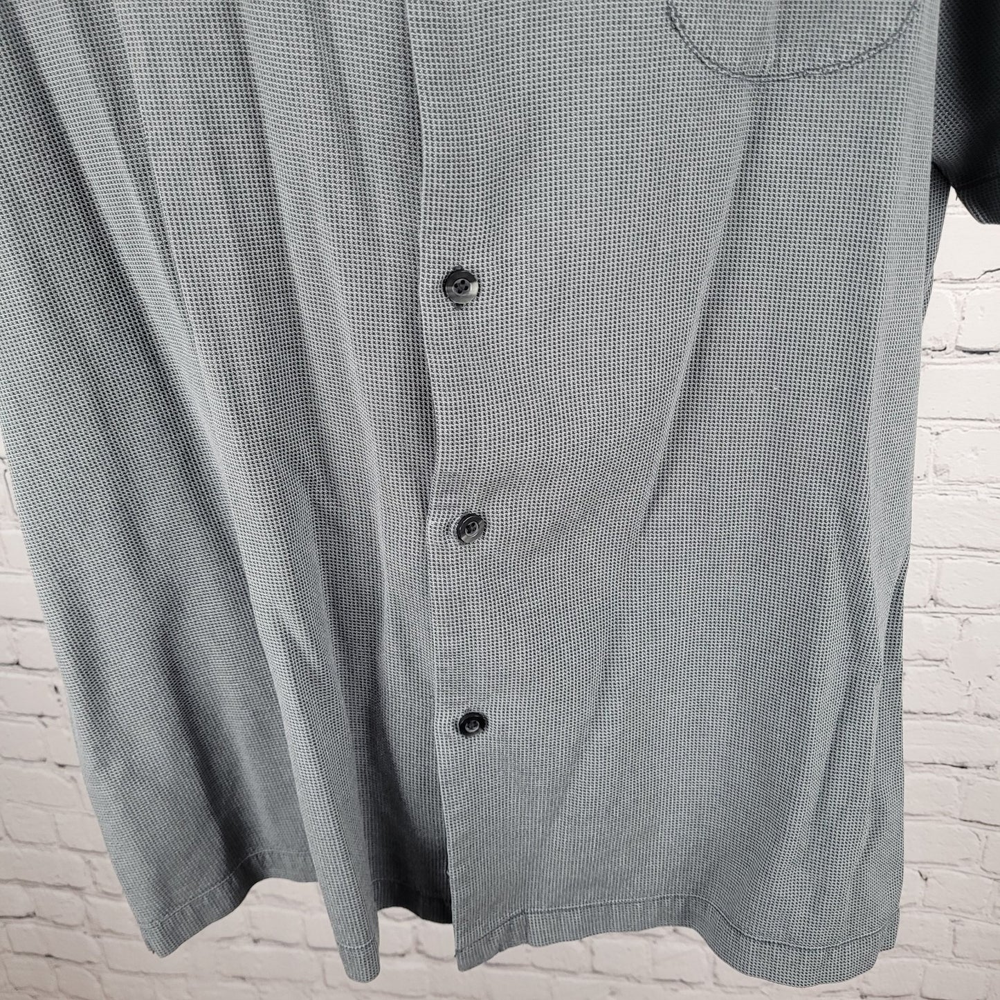Tommy Bahama Grey Silk Cotton Button Up Short Sleeve Collared Pocket Shirt 3XL