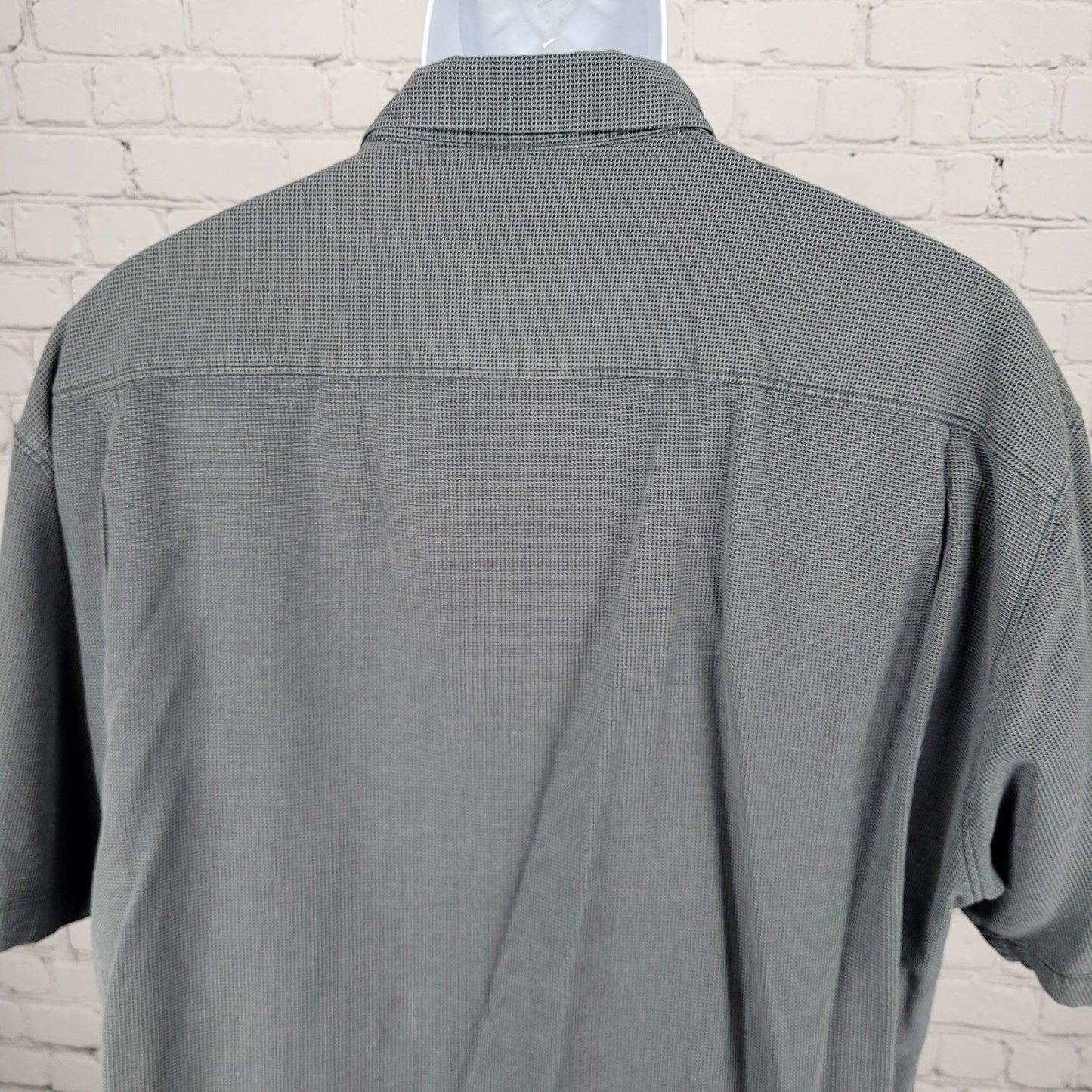 Tommy Bahama Grey Silk Cotton Button Up Short Sleeve Collared Pocket Shirt 3XL