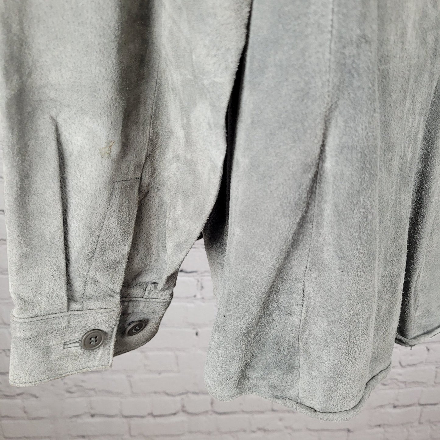 Jessica Holbrook Grey Genuine Suede Collar Button Up Lined Shirt Shacket Size 1X