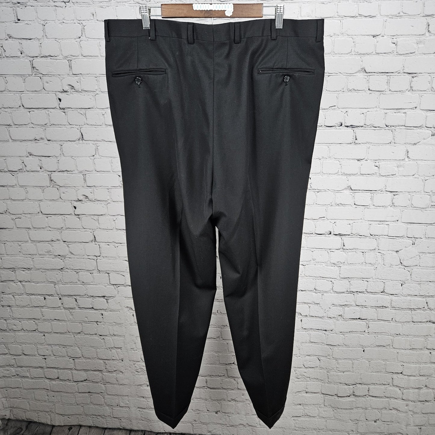 Austin Reed Black 100% Wool Signature Pleated Cuffed Dress Pants 42 (40x31)
