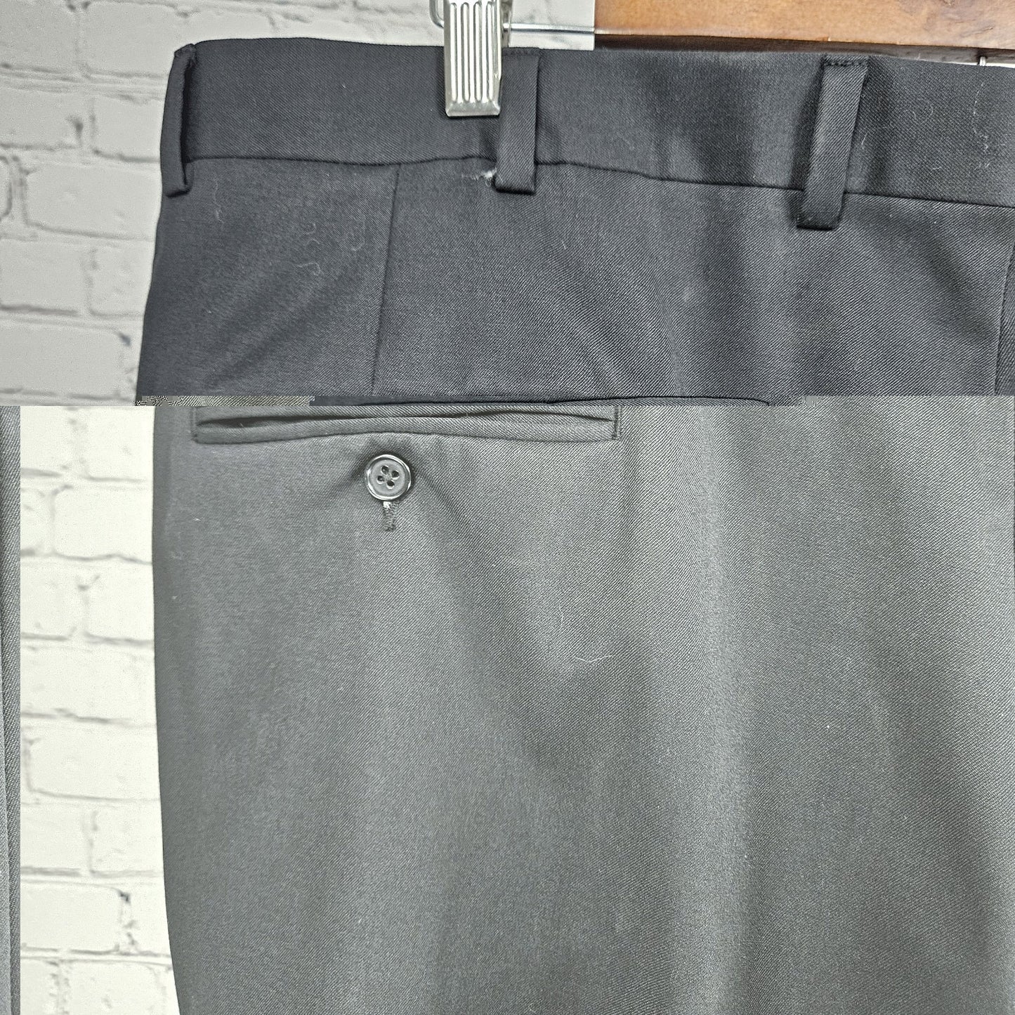 Austin Reed Black 100% Wool Signature Pleated Cuffed Dress Pants 42 (40x31)