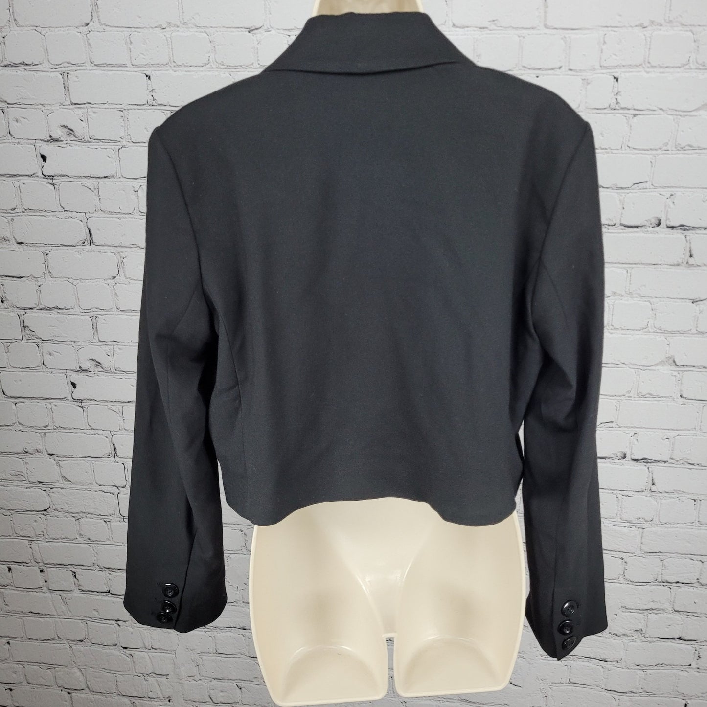 We The Free Free People Black Buttoned Cropped Notch Blazer Jacket Size Small S