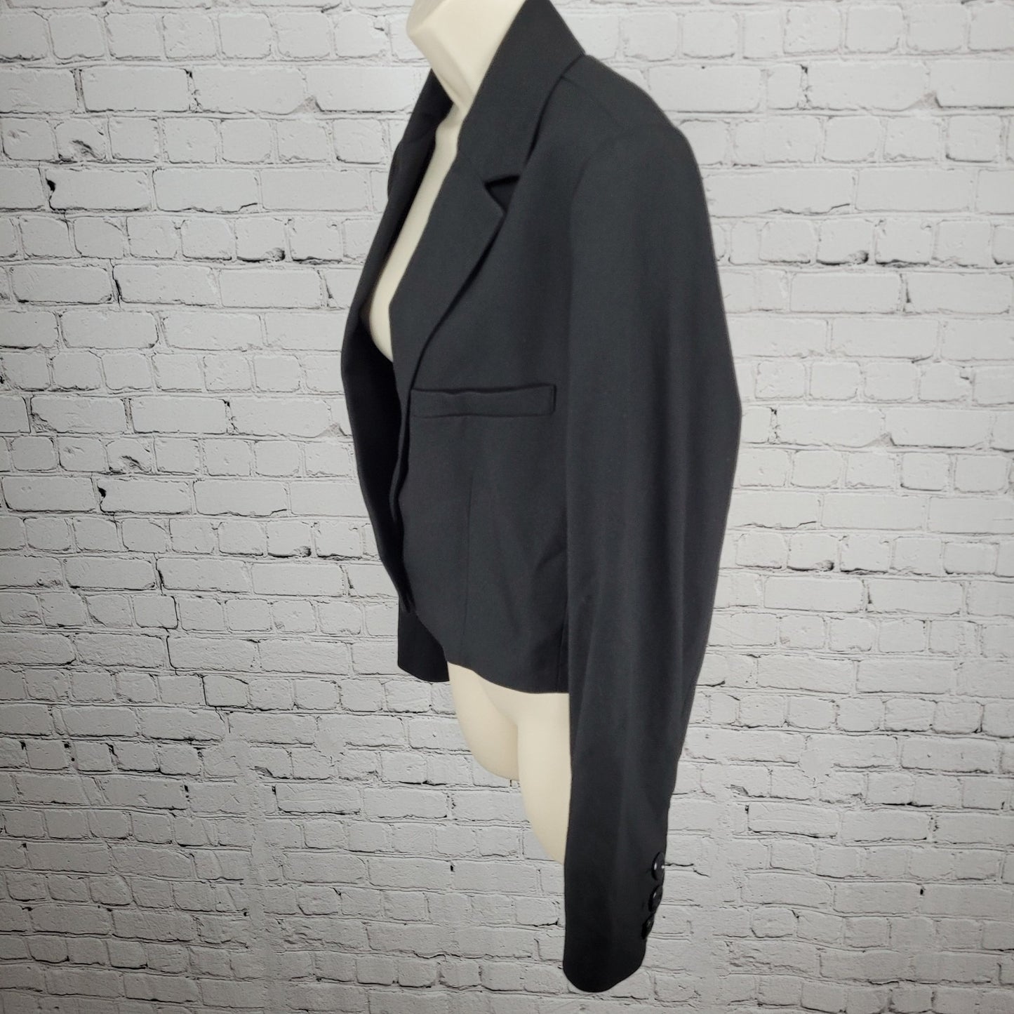 We The Free Free People Black Buttoned Cropped Notch Blazer Jacket Size Small S