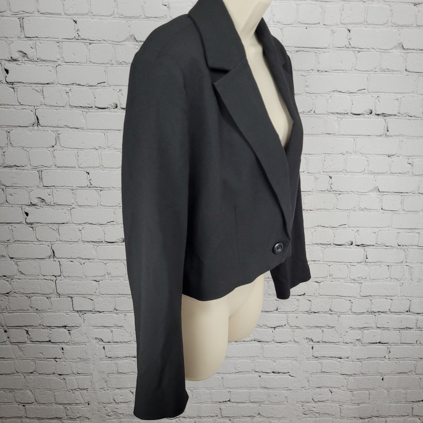 We The Free Free People Black Buttoned Cropped Notch Blazer Jacket Size Small S