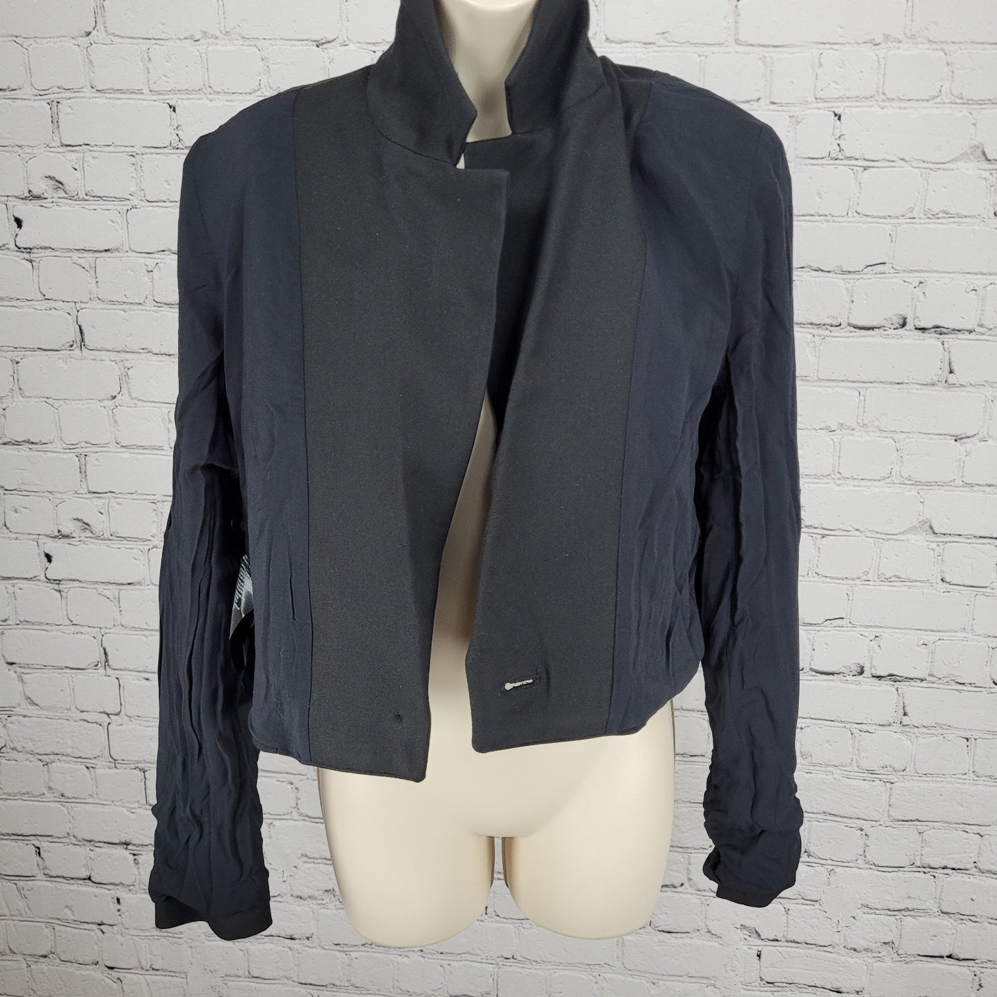 We The Free Free People Black Buttoned Cropped Notch Blazer Jacket Size Small S