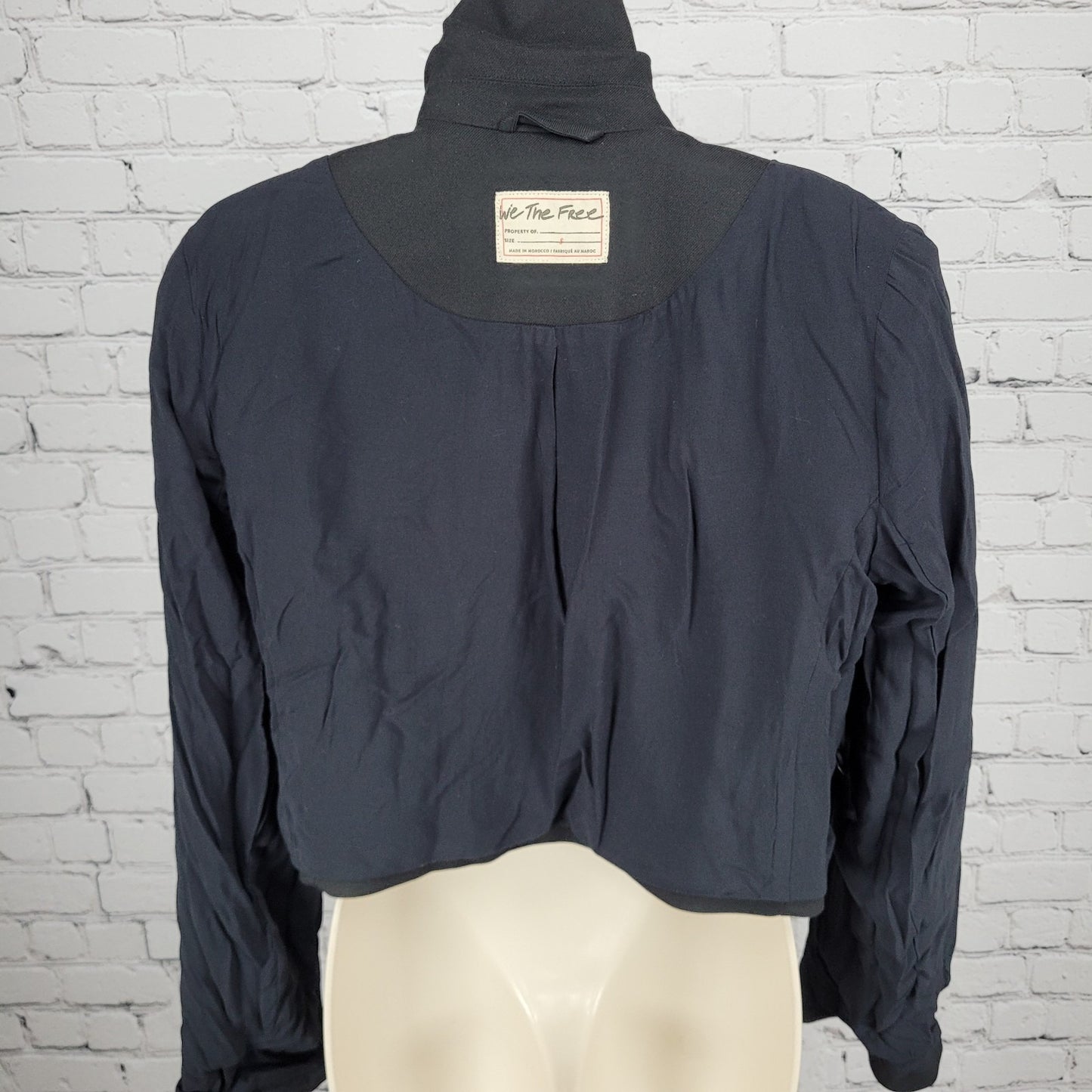 We The Free Free People Black Buttoned Cropped Notch Blazer Jacket Size Small S