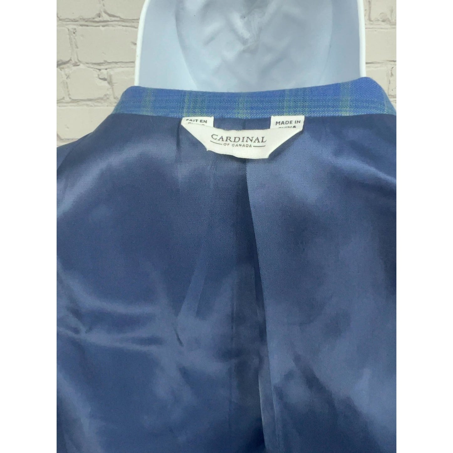 Cardinal of Canada Blue Green Plaid Wool Reda 2 Button Blazer Sport Coat 40R
