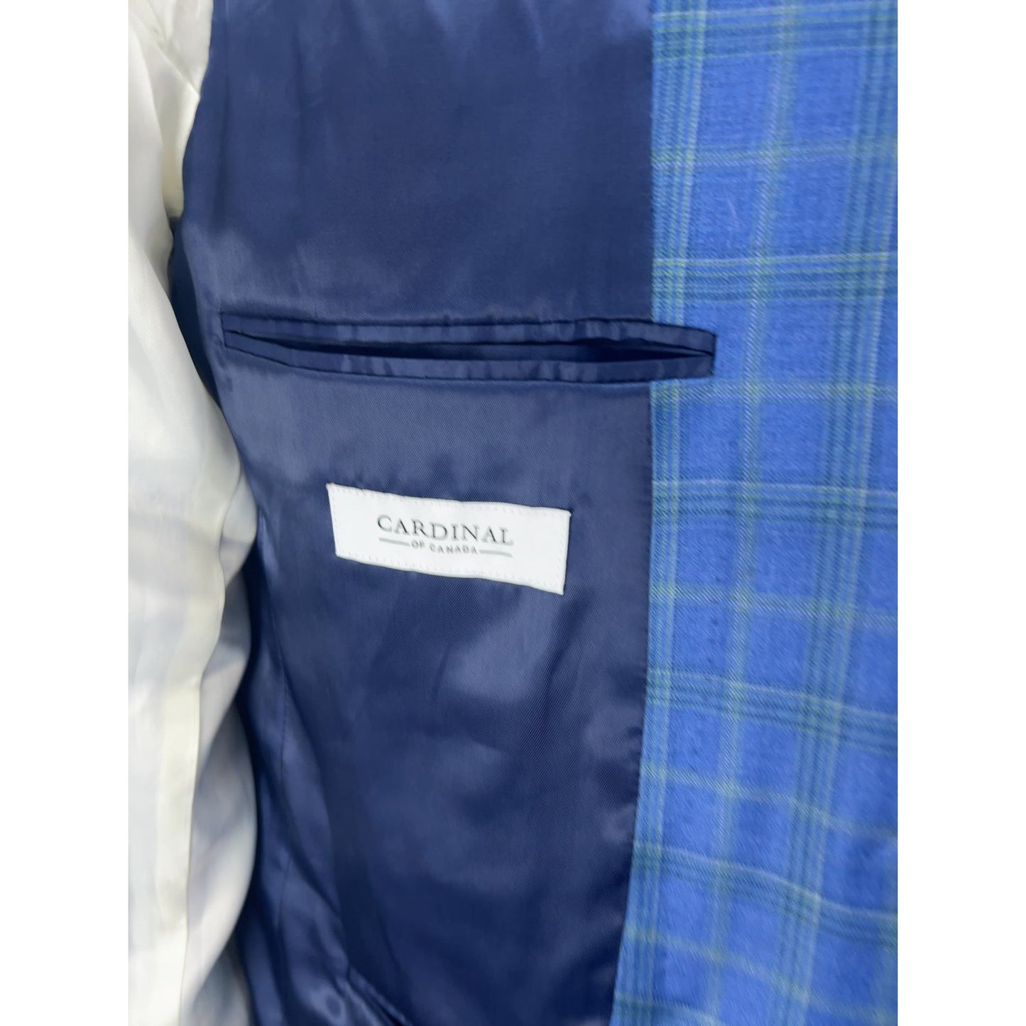 Cardinal of Canada Blue Green Plaid Wool Reda 2 Button Blazer Sport Coat 40R