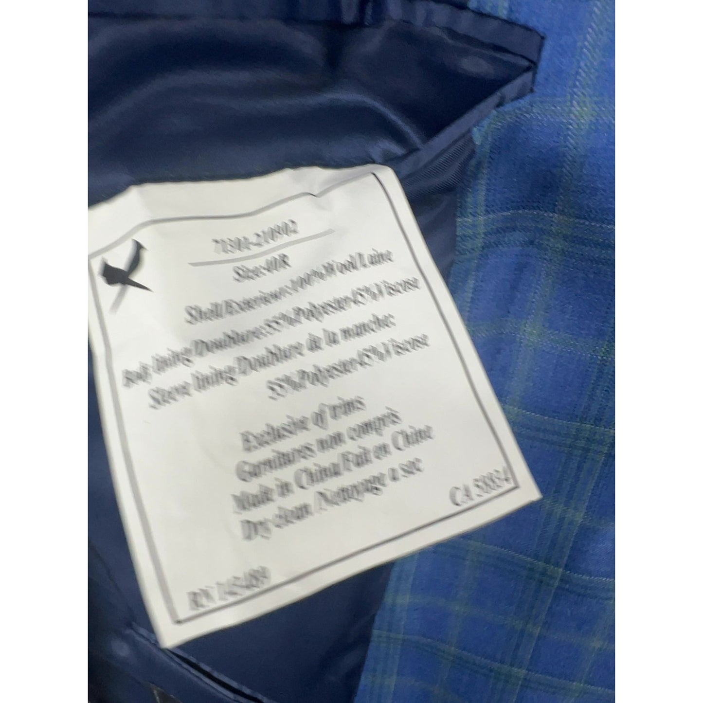 Cardinal of Canada Blue Green Plaid Wool Reda 2 Button Blazer Sport Coat 40R
