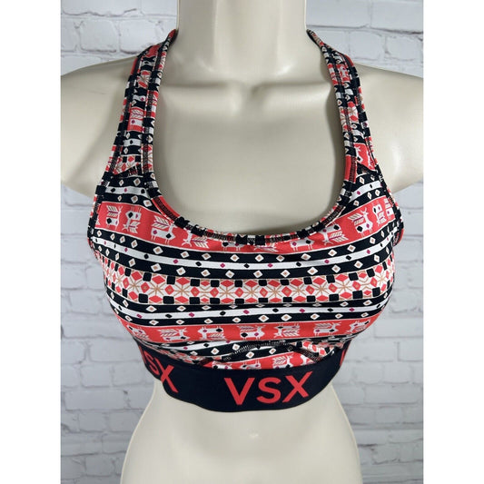 Victoria's Secret VSX Sport Red White Black Pullover Athletic Women Sports Bra M