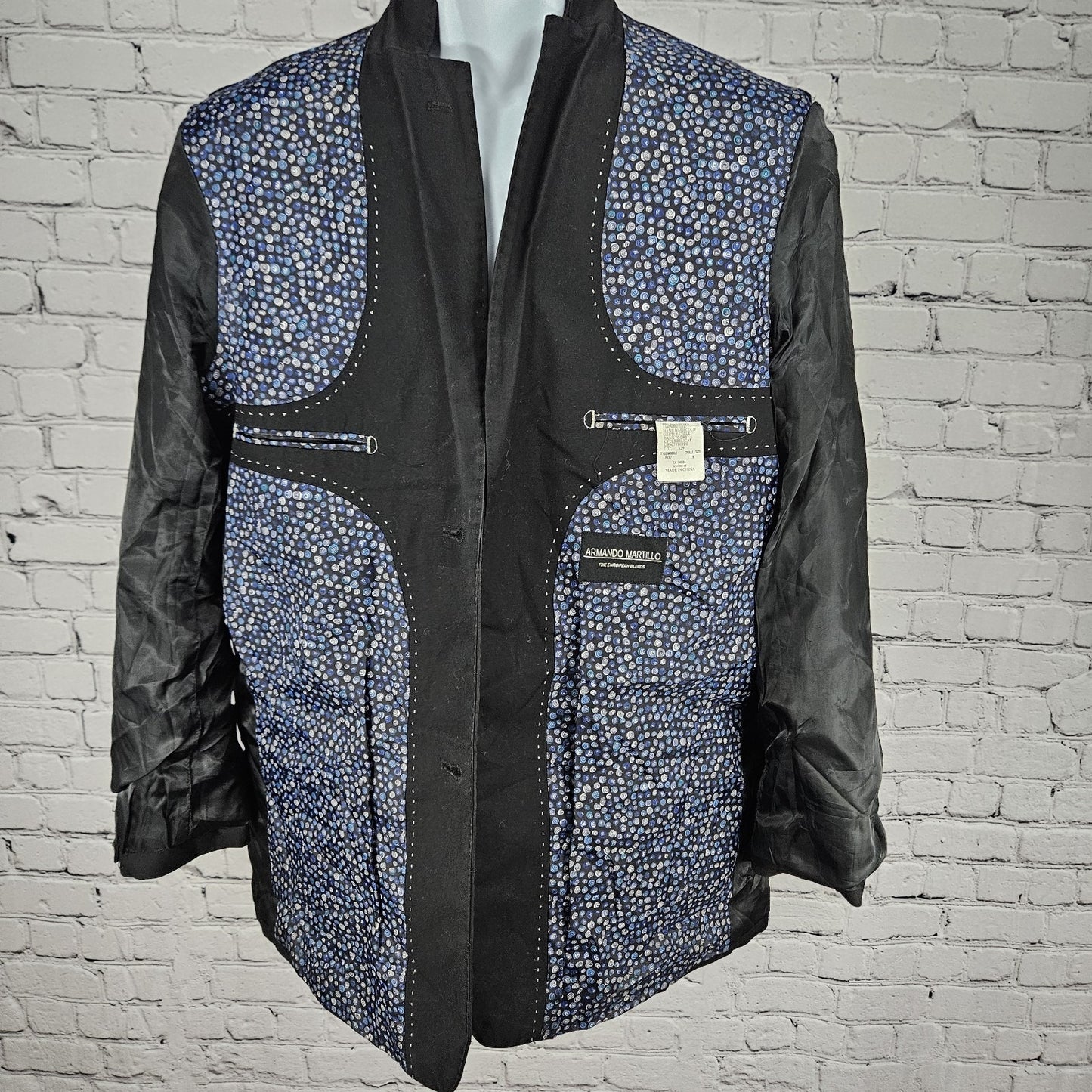 Armando Martillo Black 2 Button Vented Notch Blazer Suit Jacket Young Mens 18