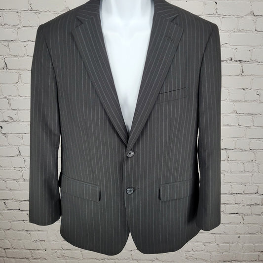 Savile Row Co Charcoal Pinstriped Bromley Double Vent Blazer Sport Coat Size 38S