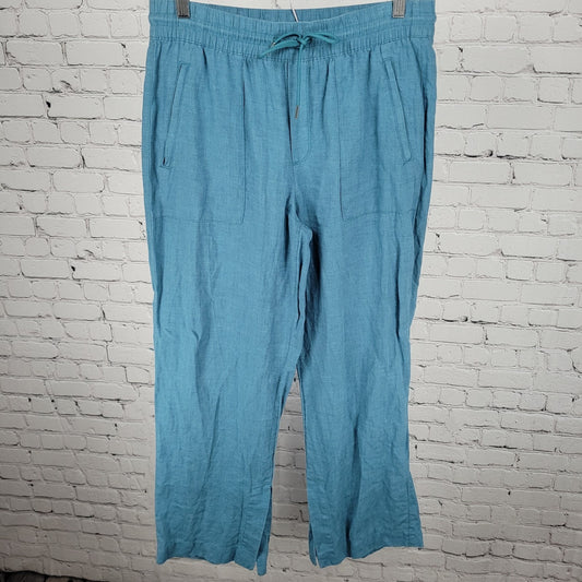 Athleta Blue Elastic Waist Lightweight Drawstring Wide Leg Pants Size 8 (31x29)
