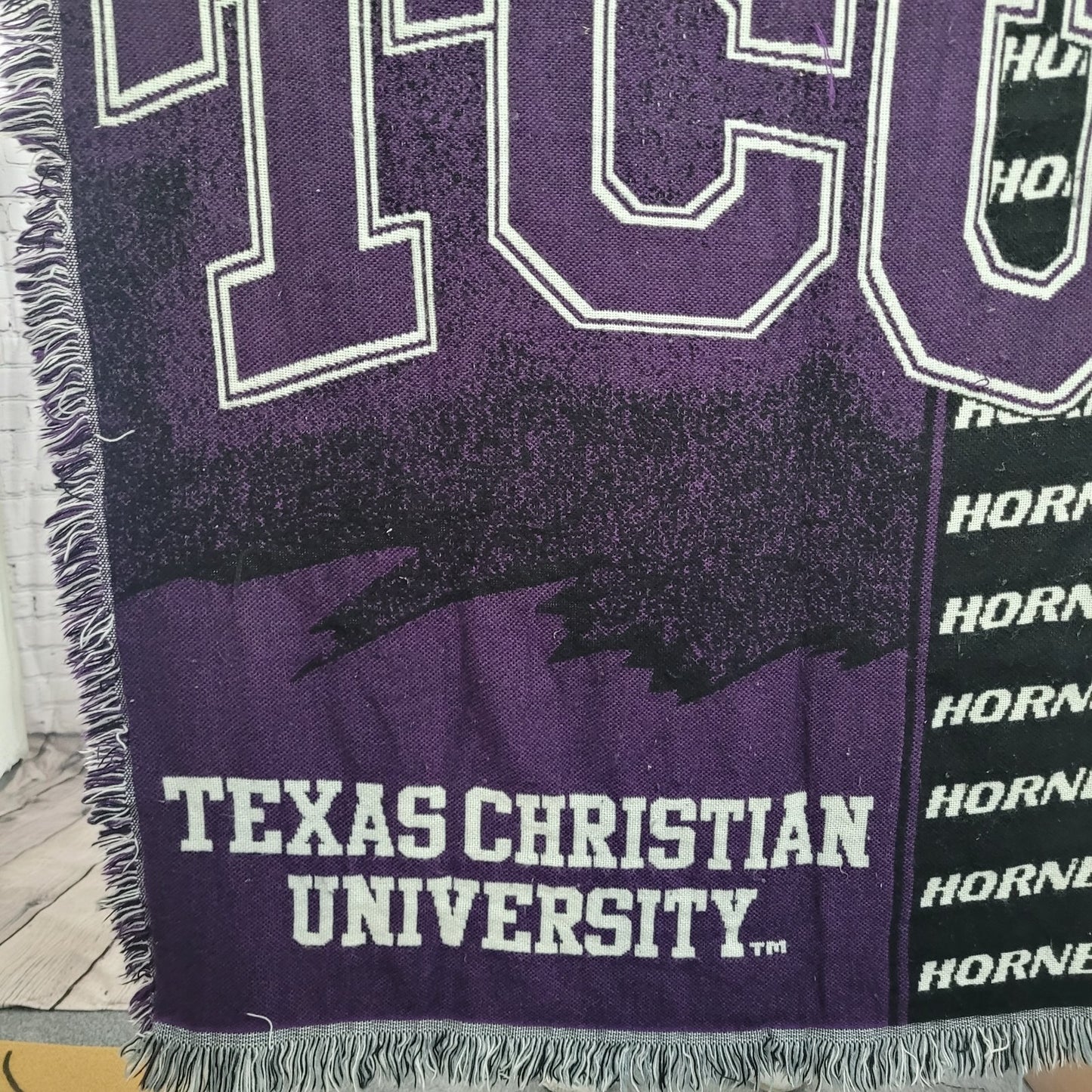 TCU Texas Christian University Purple Black Horned Frogs Throw Blanket 54x41"