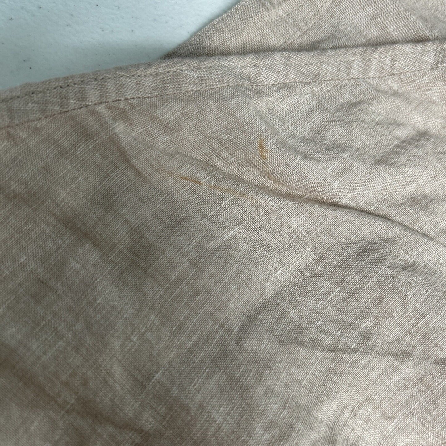 Tahari Dusty Rose 100% Linen Short Sleeve Boxy Oyster Shell Button Up Top L