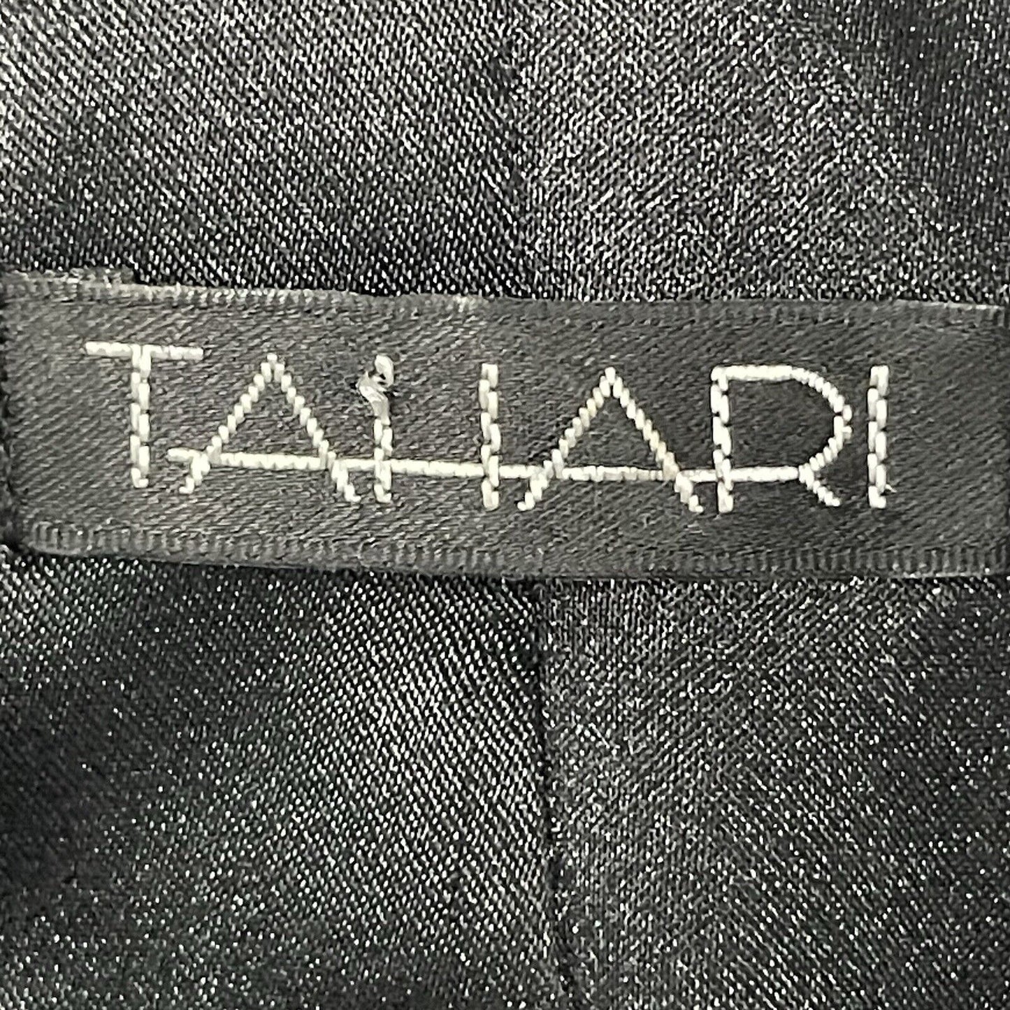 Tahari Black Button Up Layered Lapel Collar Lined Long Overcoat Size Medium M