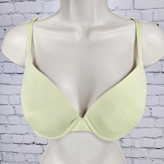 Pink Victoria's Secret Lime Yellow Push Up Bra Size 36C