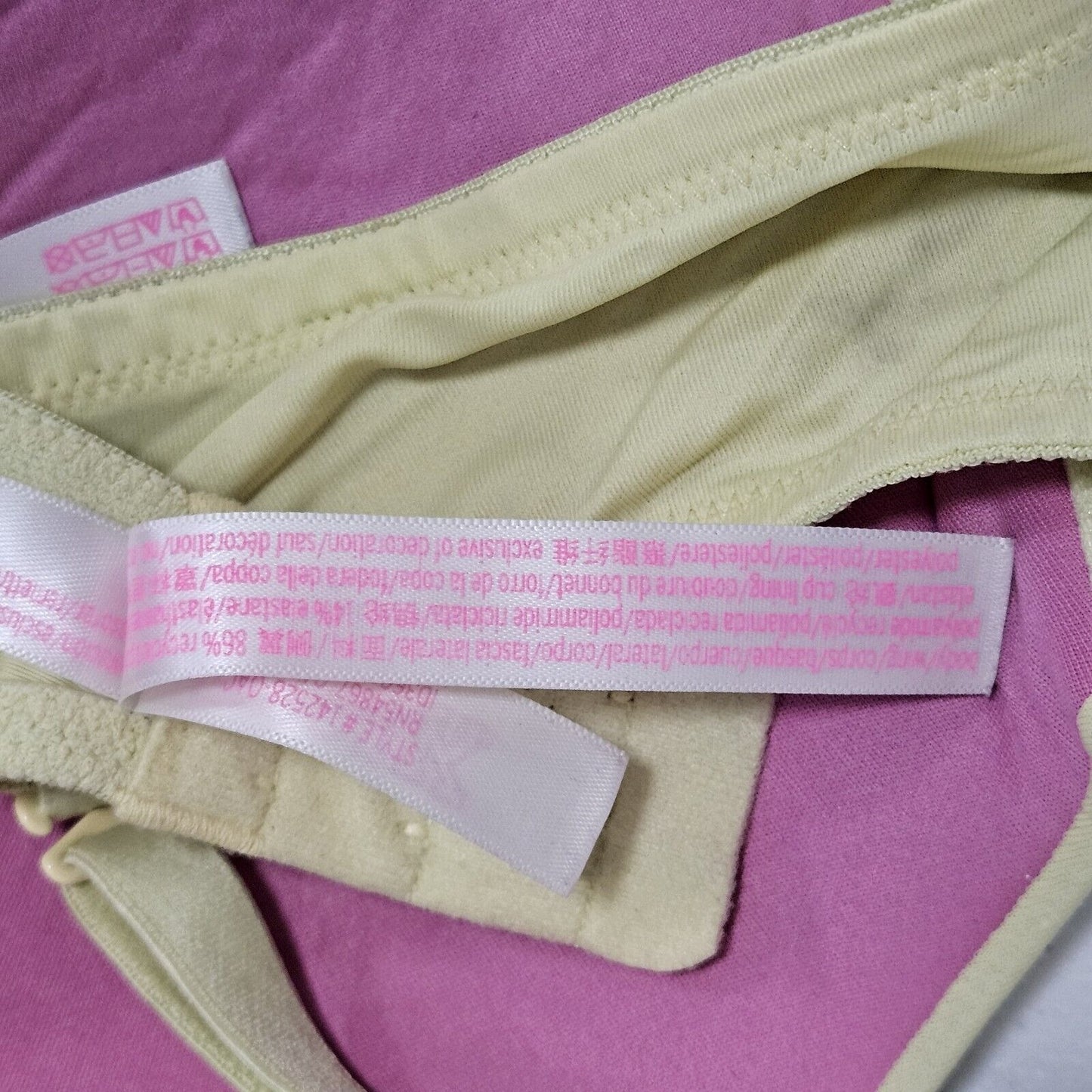 Pink Victoria's Secret Lime Yellow Push Up Bra Size 36C