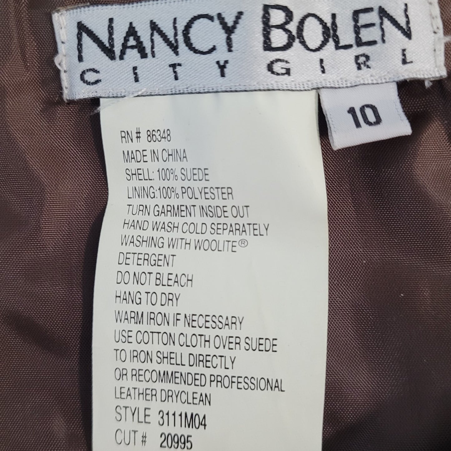 Nancy Bolen City Girl Brown Genuine Washable Suede Midi Skirt Size 10 (30x31)