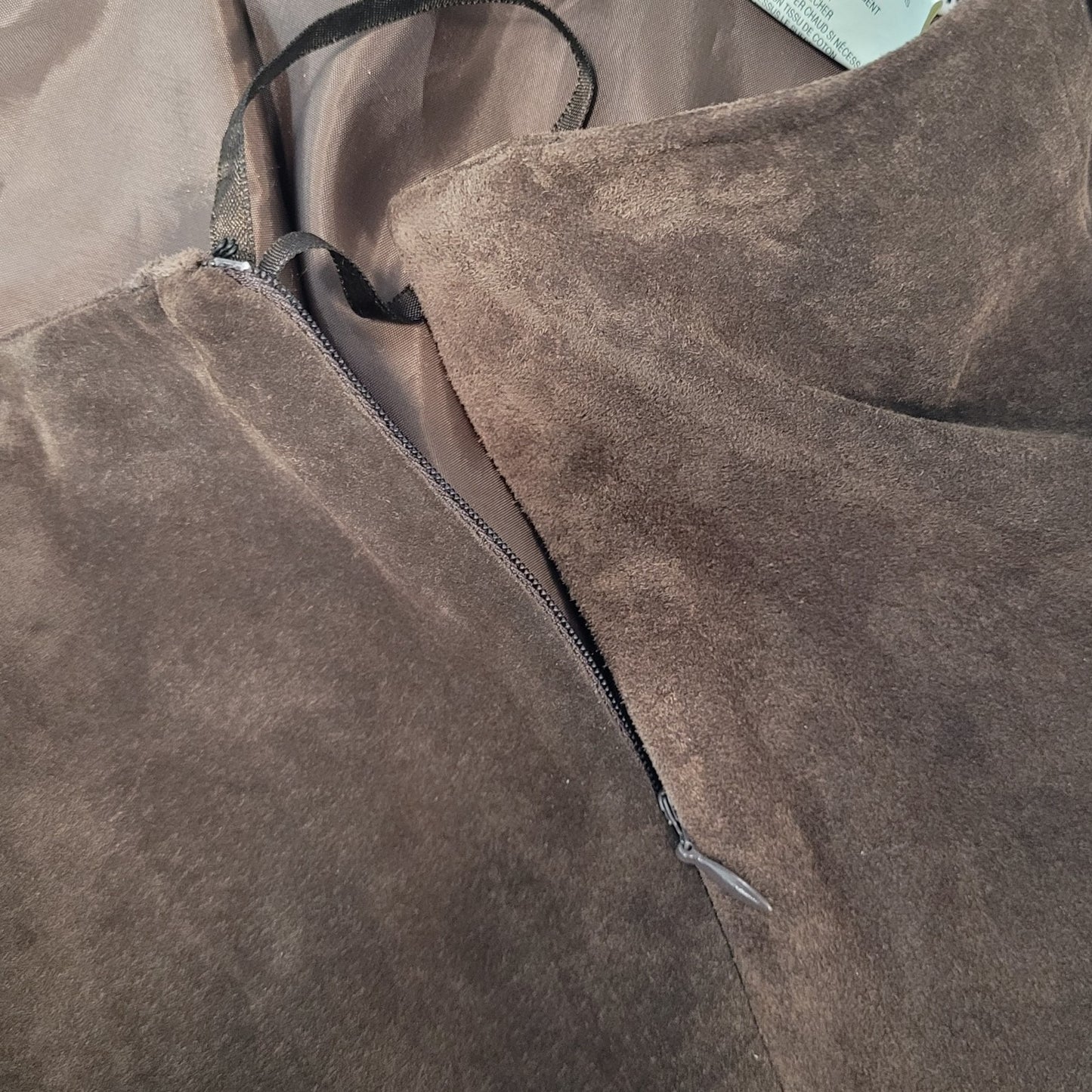 Nancy Bolen City Girl Brown Genuine Washable Suede Midi Skirt Size 10 (30x31)