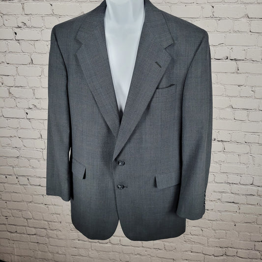 VTG Tom James Grey Check Executive Collection 2 Button Blazer Sport Coat USA 42