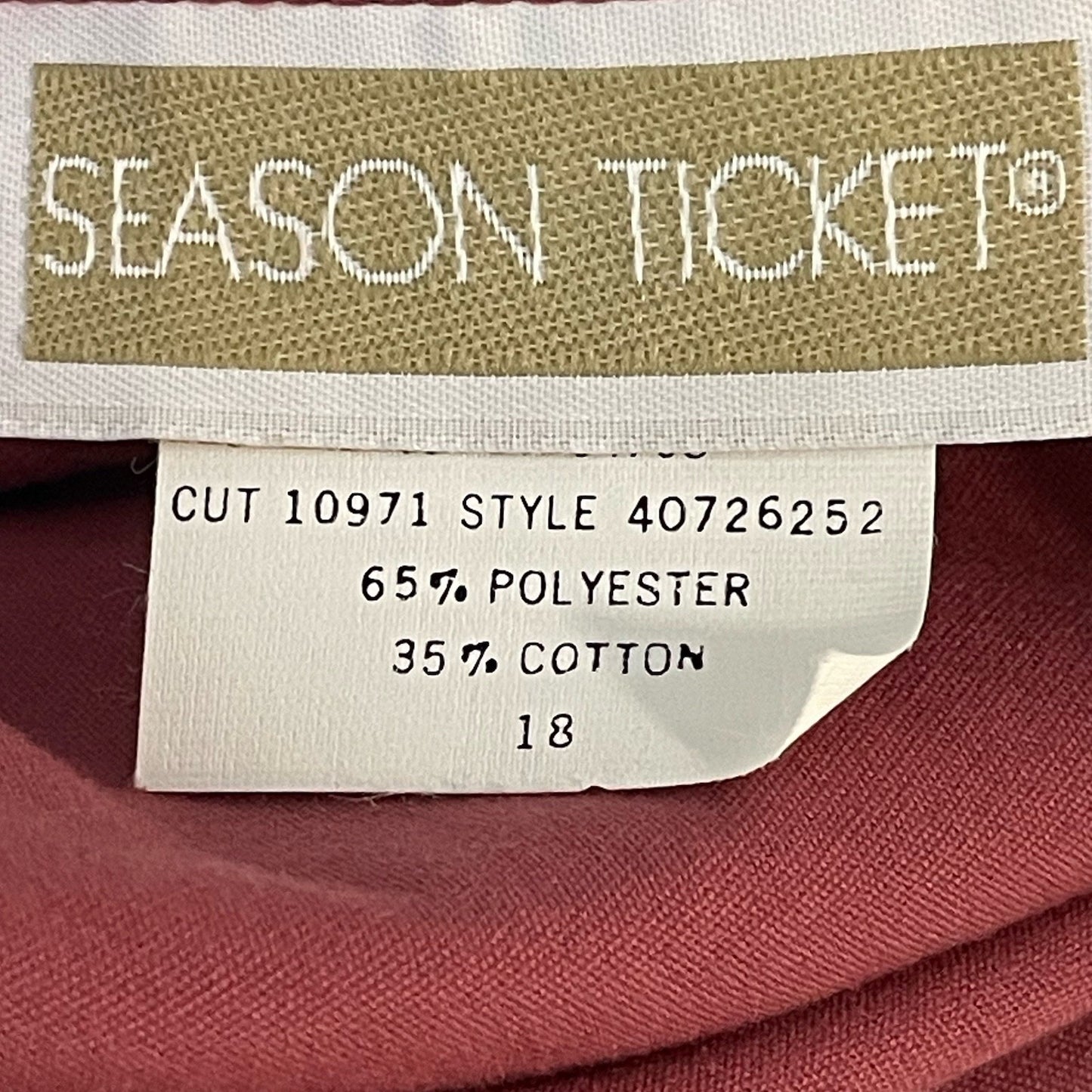 VTG NWT Season Ticket Pink Elastic Waist High Rise USA Pants Size 18 (30x29)