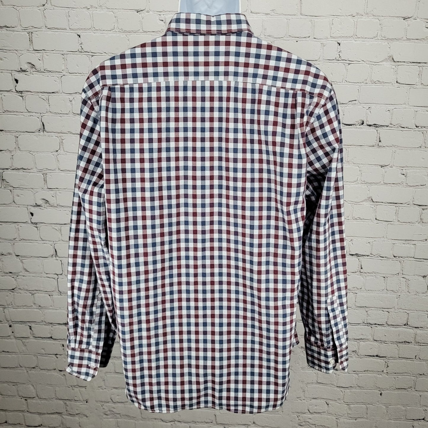Bonobos Red Blue Check 100% Cotton Slim Fit Button Up Long Sleeve Shirt XL
