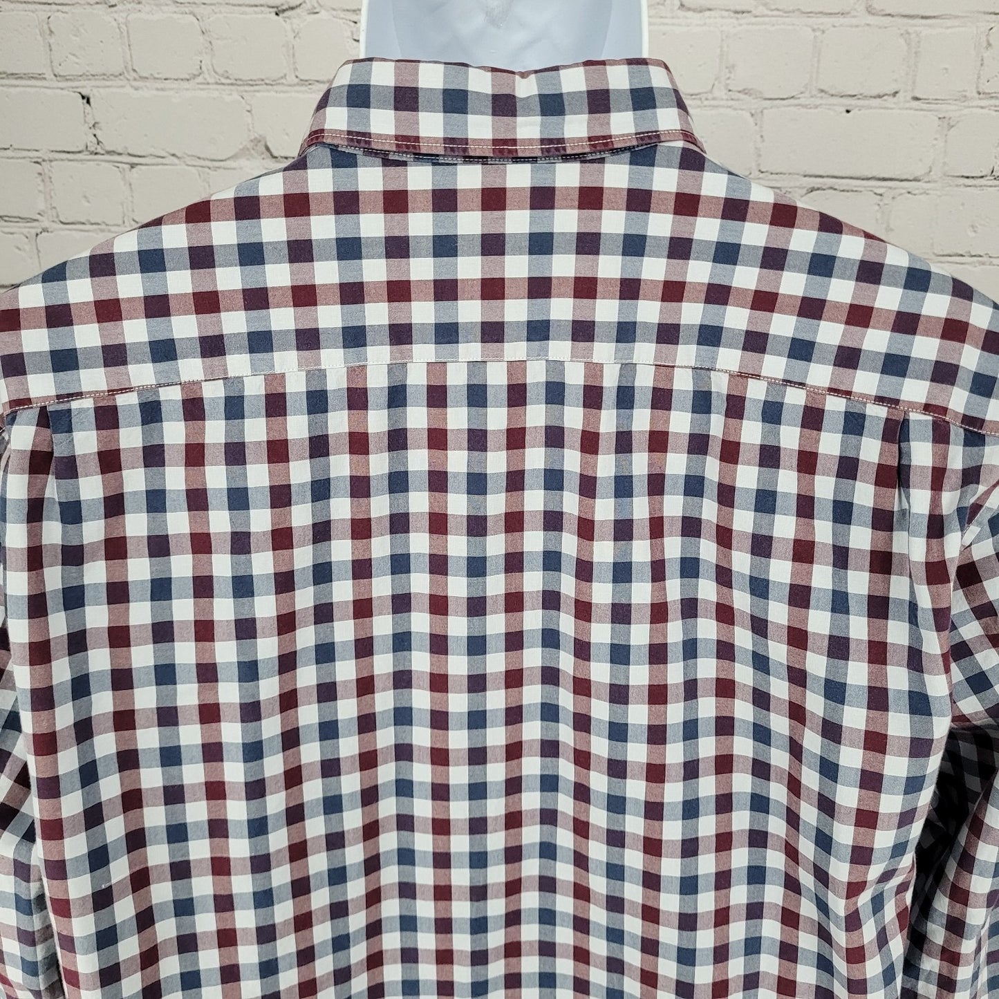 Bonobos Red Blue Check 100% Cotton Slim Fit Button Up Long Sleeve Shirt XL