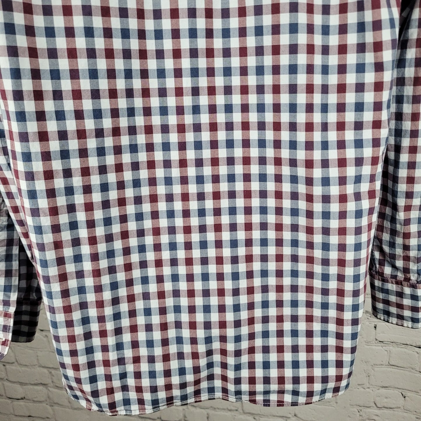 Bonobos Red Blue Check 100% Cotton Slim Fit Button Up Long Sleeve Shirt XL