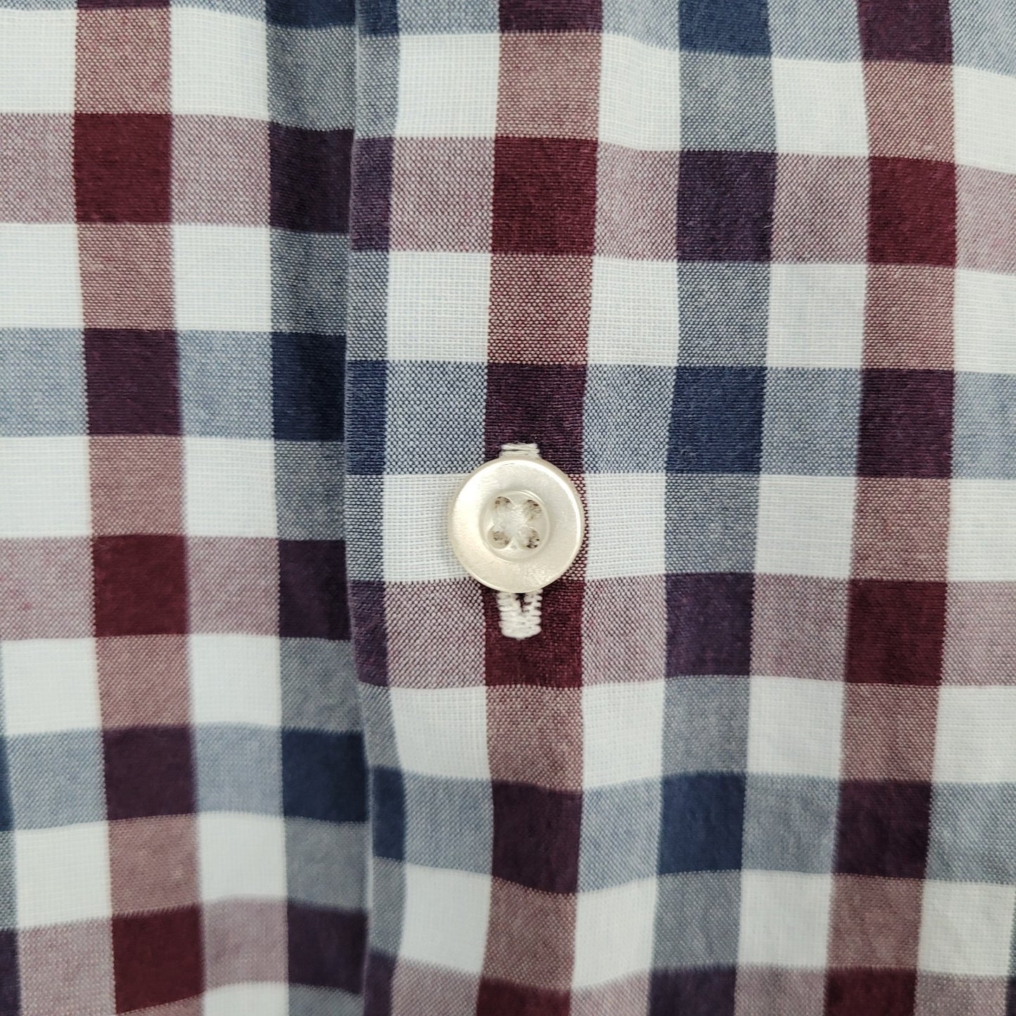 Bonobos Red Blue Check 100% Cotton Slim Fit Button Up Long Sleeve Shirt XL