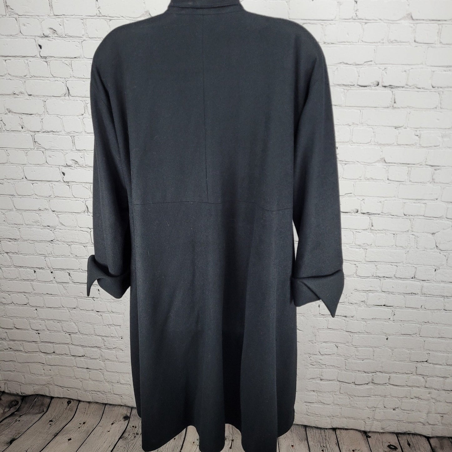 VTG Alik Singer New York Black 100% Cashmere Buttoned Long Jacket Size Small S