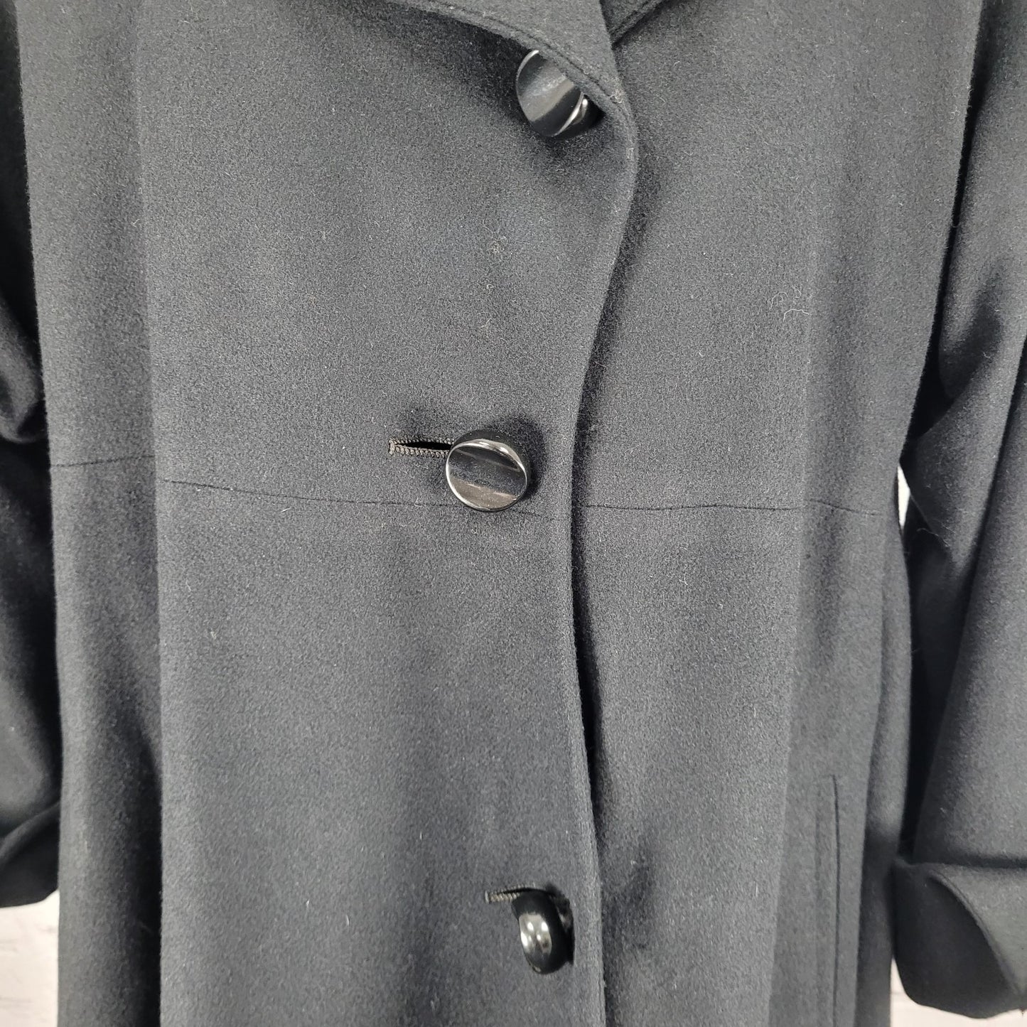 VTG Alik Singer New York Black 100% Cashmere Buttoned Long Jacket Size Small S