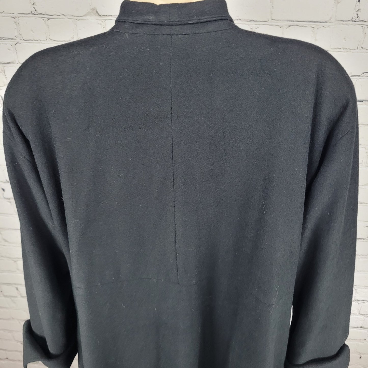 VTG Alik Singer New York Black 100% Cashmere Buttoned Long Jacket Size Small S