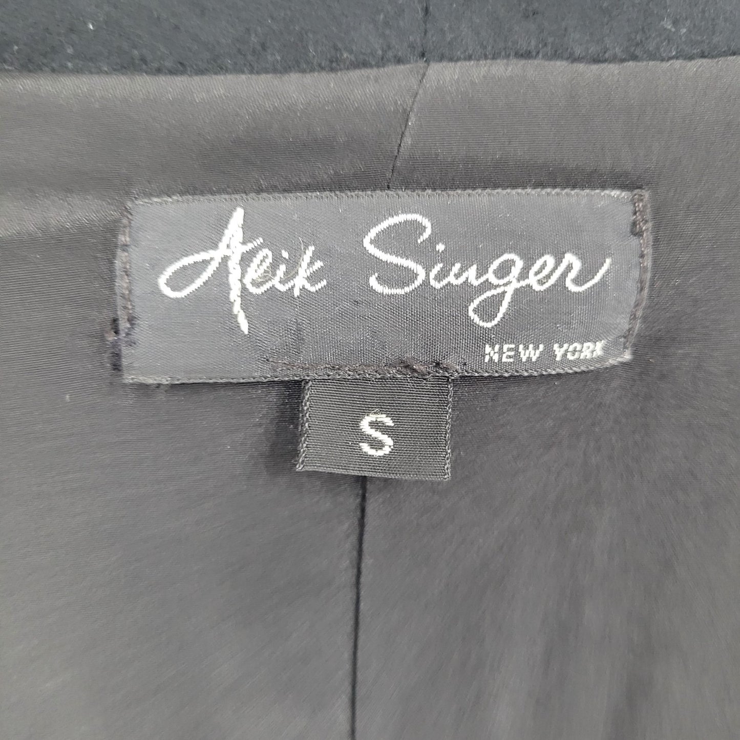 VTG Alik Singer New York Black 100% Cashmere Buttoned Long Jacket Size Small S