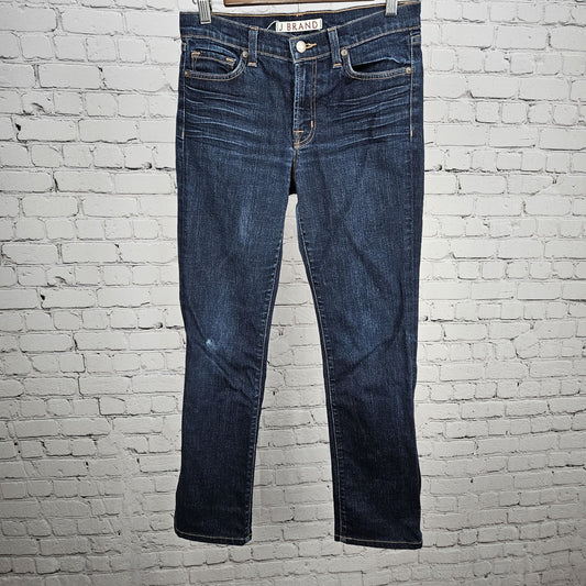 J Brand Blue Denim Mid Rise Straight Leg Dark Wash Jeans USA 28 (28x29.5)