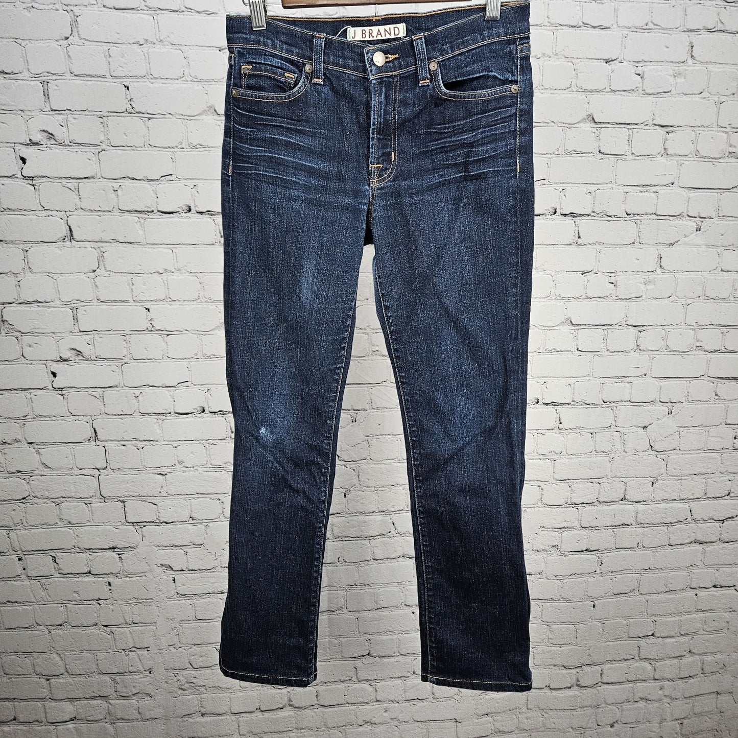J Brand Blue Denim Mid Rise Straight Leg Dark Wash Jeans USA 28 (28x29.5)