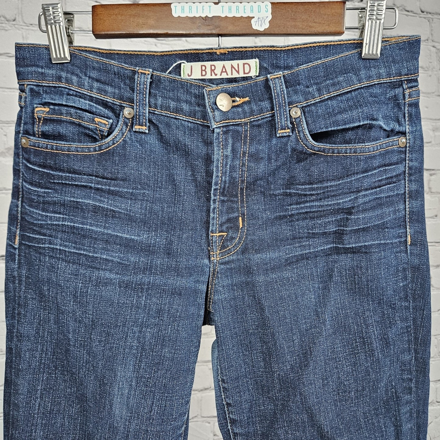 J Brand Blue Denim Mid Rise Straight Leg Dark Wash Jeans USA 28 (28x29.5)