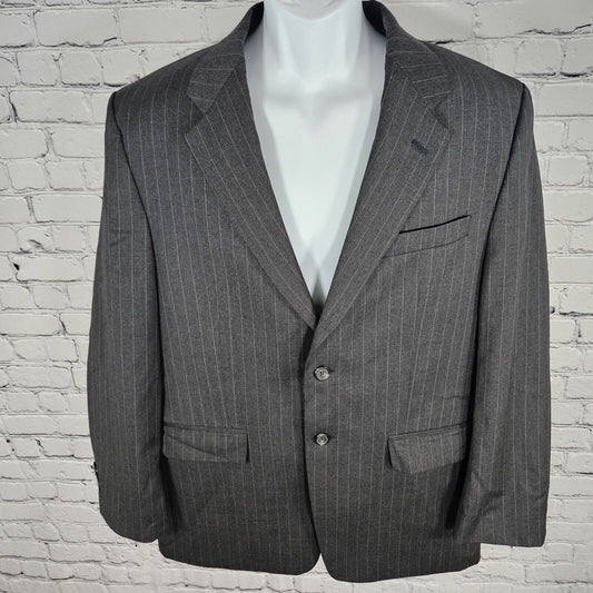 Lauren Ralph Lauren 2 Button Gray 100% Wool Pin Strip Blazer Sport Coat 44R