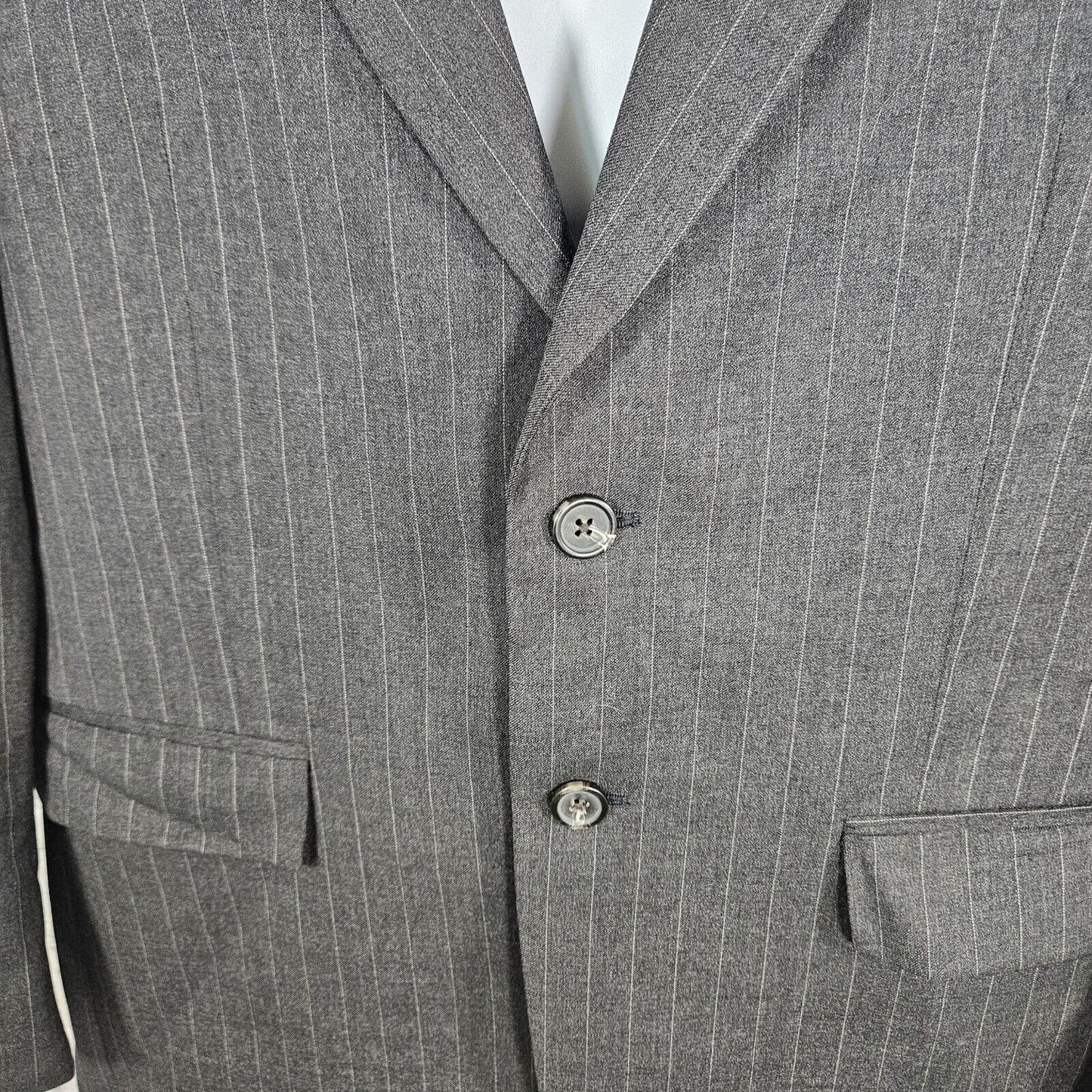 Lauren Ralph Lauren 2 Button Gray 100% Wool Pin Strip Blazer Sport Coat 44R