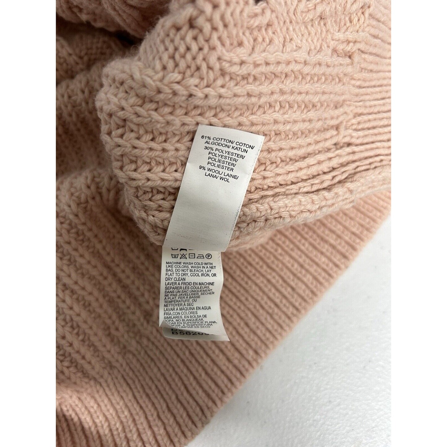 Lucky Brand Pink Open Knit Pullover Long Sleeve Cotton/Poly/Wool Sweater S